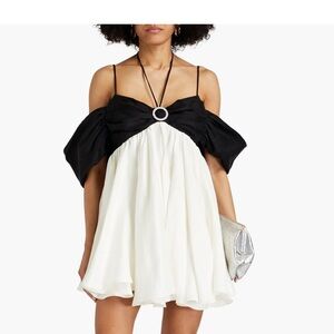 Rasario off the shoulder embellished two tone linen dress in great condition